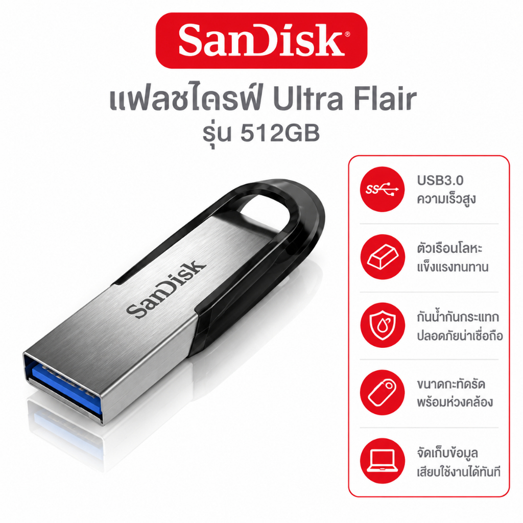 SANDISK Flash Drive USB 3.0 Ultra Flair 32GB/64GB/128GB/256GB/512GB/1TB ...