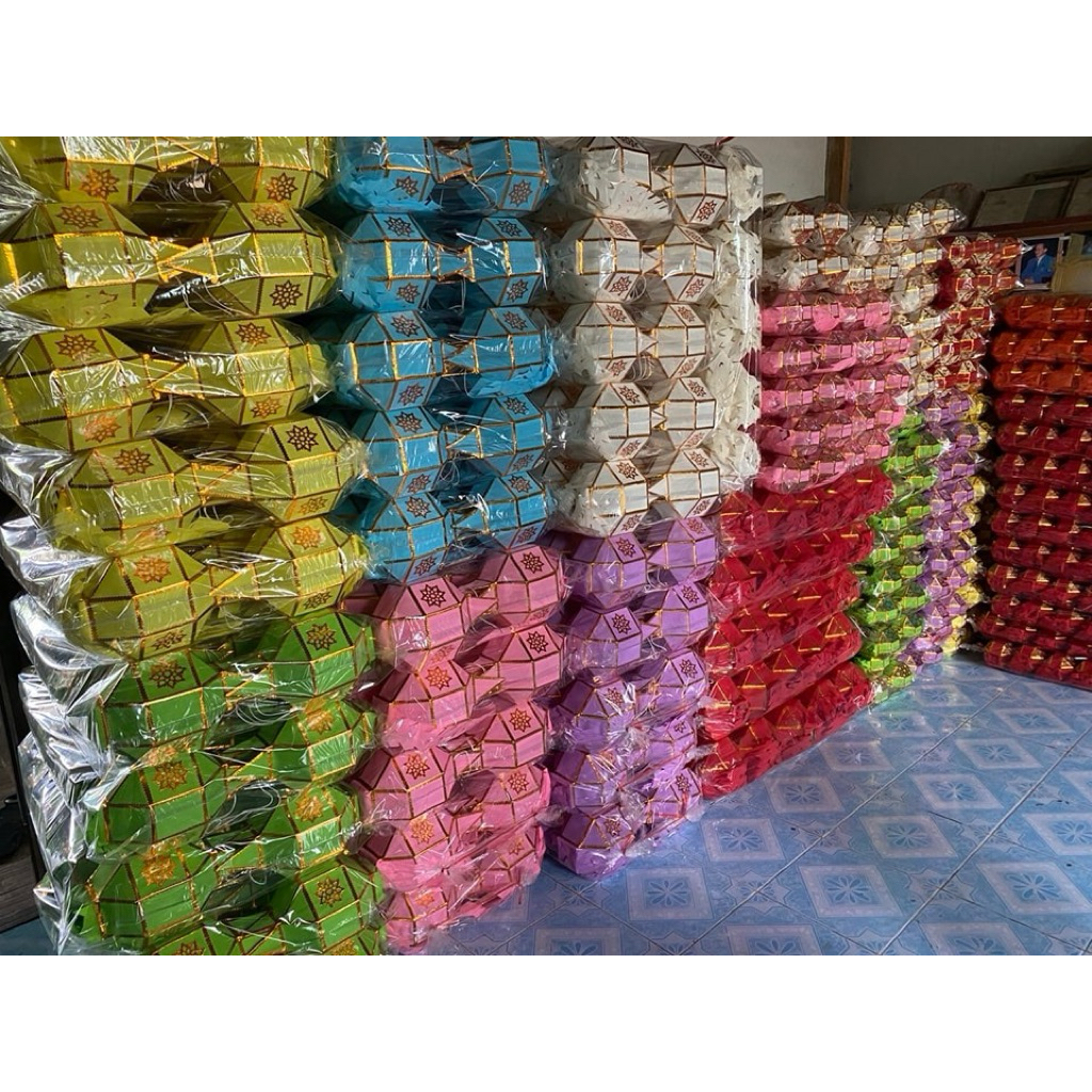 (ชุด 10 ลูก) โคมล้านนา 6. นิ้ว ผ้าโทเร 🏮🌈 โคมแขวน โคมยี่เป็ง โคมผ้าหลากสีสัน  🙏🏻