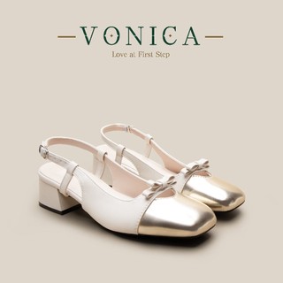 VONICA รองเท้าสตรี เอนกประสงค์ ส้นหนา ปลายสี่เหลี่ยม Mary Jane ปรับด้วย ...