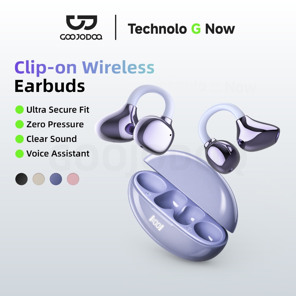 GOOJODOQ หูฟังคลิปหนีบหูไร้สาย Bluetooth 5.3 เสถียร สัมผัสอัจฉริยะ รองรับ AI Assistant ตะขอปรับได้
