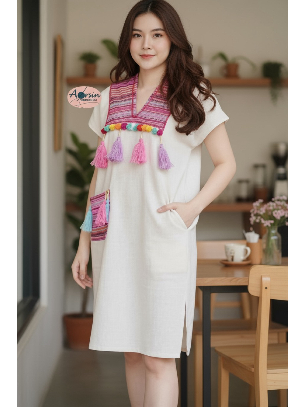 เดรสพื้นเมืองสาวเหนือ ผ้าฝ้ายนุ่ม ใส่สบาย ถูกใจสายมินิมอล | aorsin มุมมองที่ 5