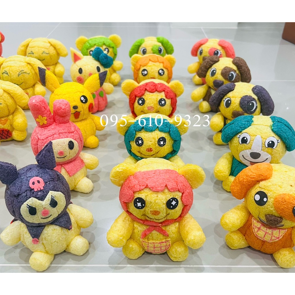 ตุ๊กตาอาหารปลาติดกระทง ลาบูบู้ คุโรมิ มายเมโลดี้ แคร์แบร์  หมีเนย สติทซ์ ซาริโอ้ โดเรม่อน กบ หมา ตัวใหญ่12เซน่า🐶🐸🐣🐨🐰🐯