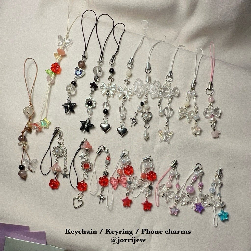 [ keychain / keyring / phone charms ] พวงกุญแจลูกปัด พวงกุญแจเชือกเทียน ...
