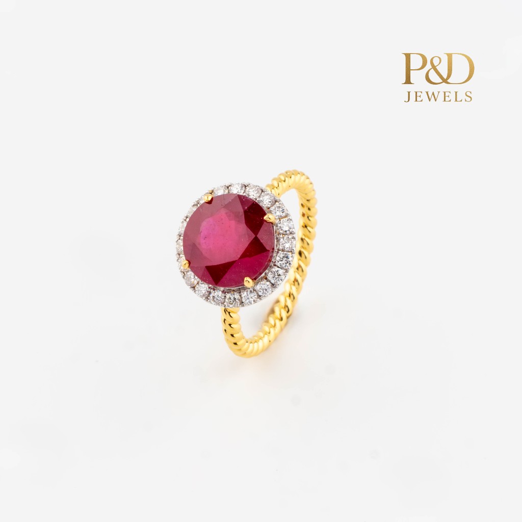 Ruby Seraphina Rope Ring แหวนพลอยทับทิม 4.97ct ล้อมเพชรแท้ Natural ...