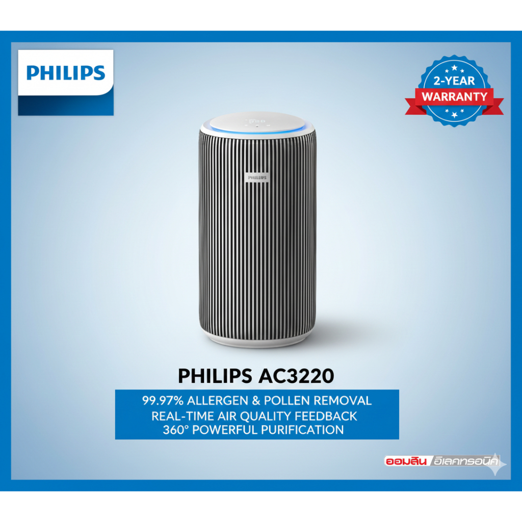 Philips เครื่องฟอก อากาศ AC3220/10 Air Purifier สำหรับห้องไม่เกิน 135 ...