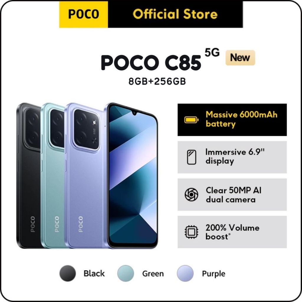 [NEW] POCO C85 8GB Ram +256GB Rom แบต 6000mAh ชาร์จไว 33W｜หน้าจอขนาด ...