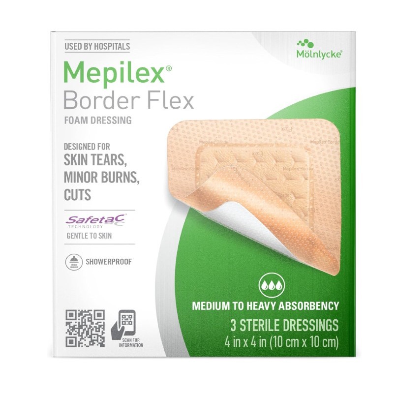Mepilex Border Flex 4 x 4 in (10 x 10 cm) เกรดใช้ในโรงพยาบาล, EXP 2027 ...