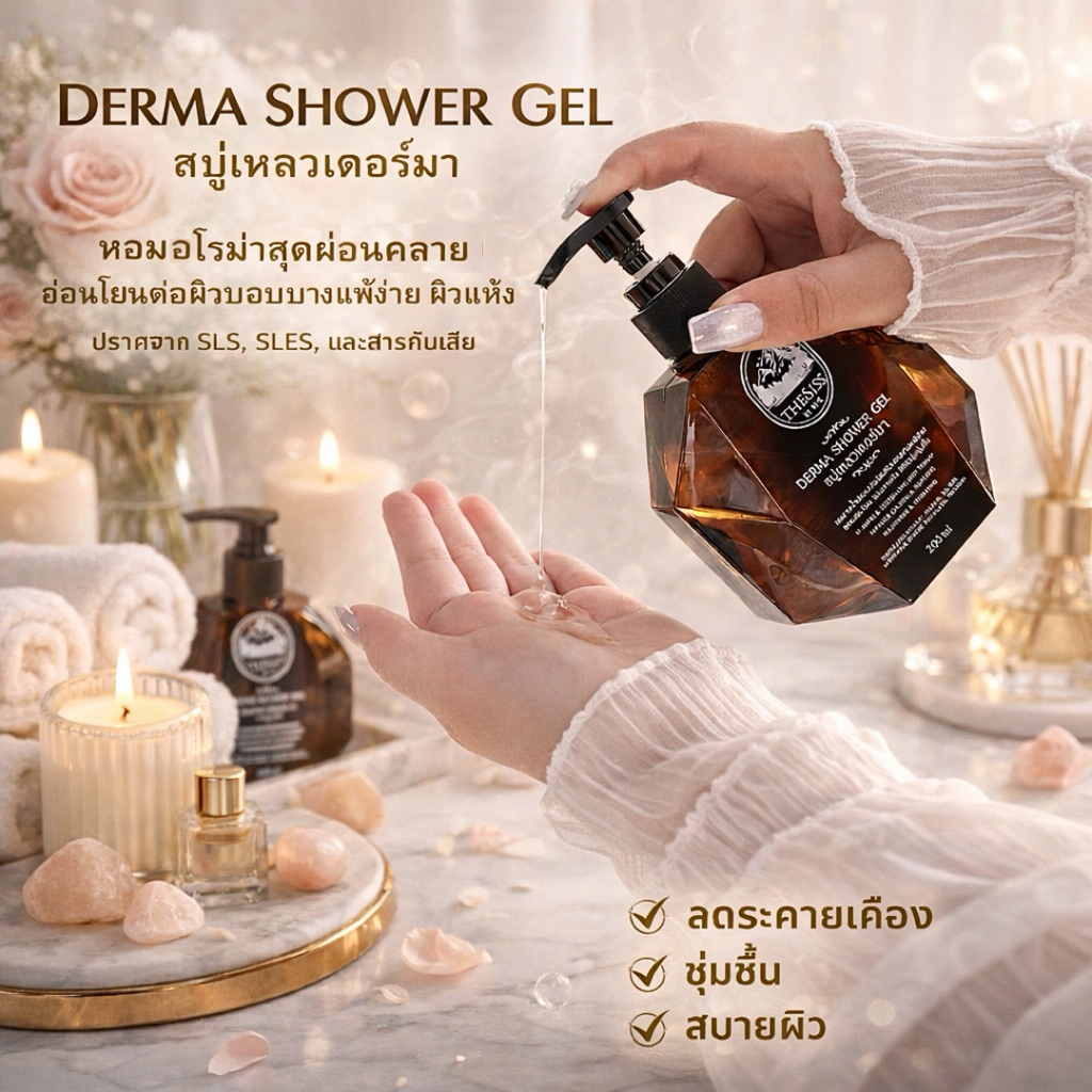 สบู่เหลวเดอร์มา ลดคันระคายเคือง+บวมแดง DERMA SHOWER GEL เพิ่มความชุ่ม ...
