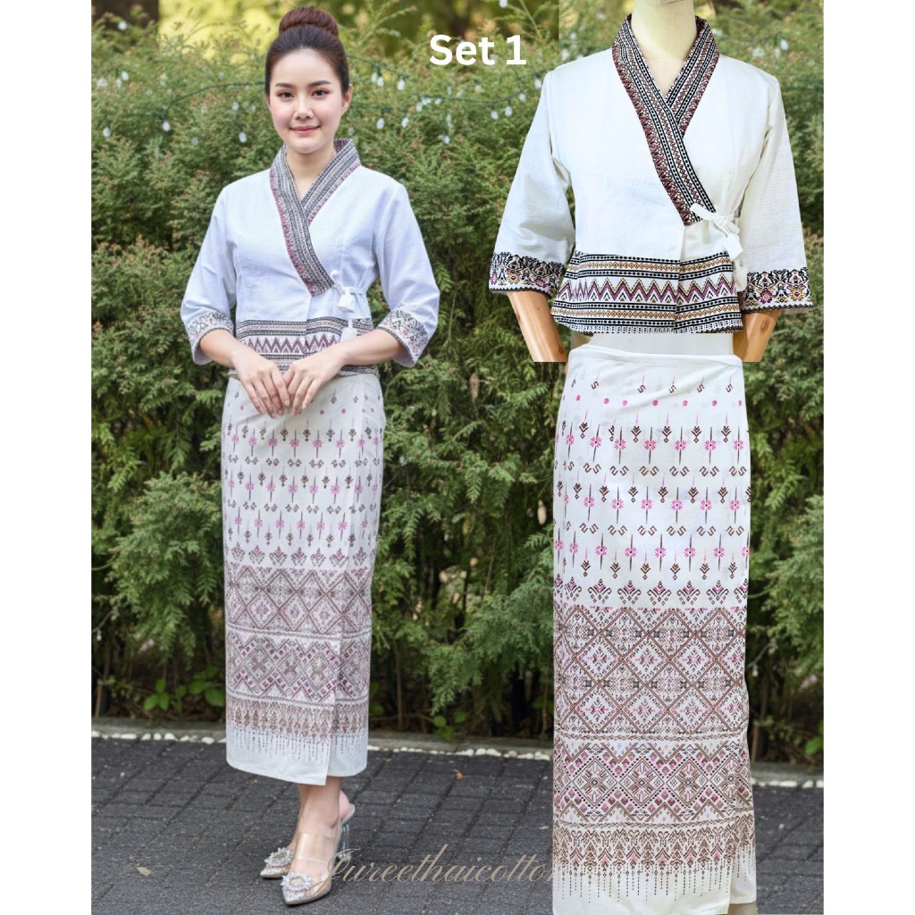 ชุดไทยประยุกต์ผ้าฝ้ายแท้ Juree หลายเซ็ท ราคาส่ง ส่งเร็ว ใส่สวยทุกงาน มุมมองที่ 4