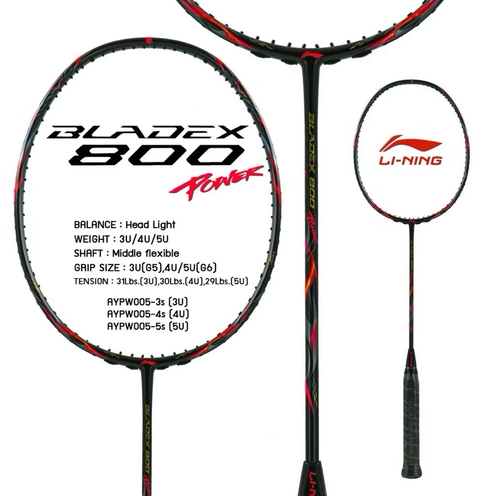 Li-Ning BLADEX 800 Power vs Speed (3/4U) แถมเอ็น พันด้าม ซอง