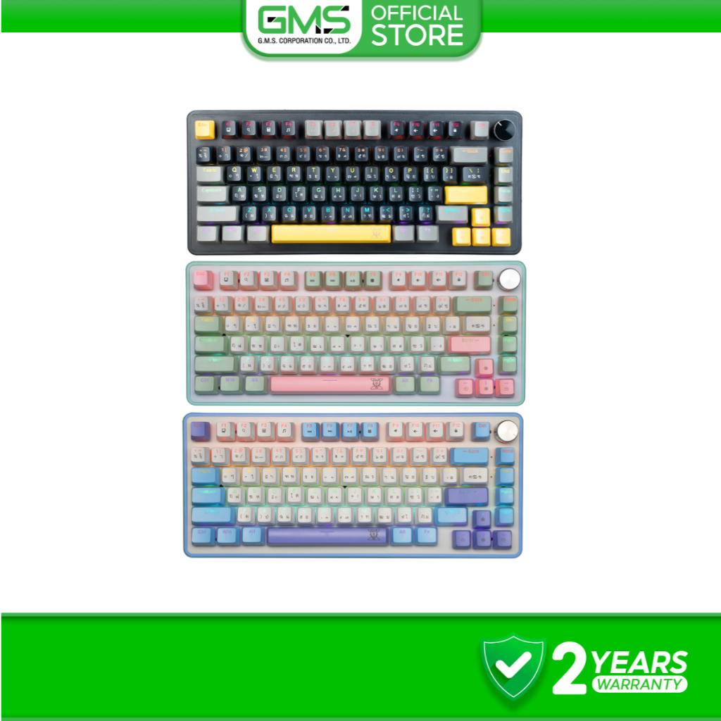 NUBWO คีย์บอร์ดเกมมิ่ง  X804 Mechanical MINI RGB 75% Hotswap 3-Pin สาย มี Knob ปรับเสียง ประกัน 2 ปี