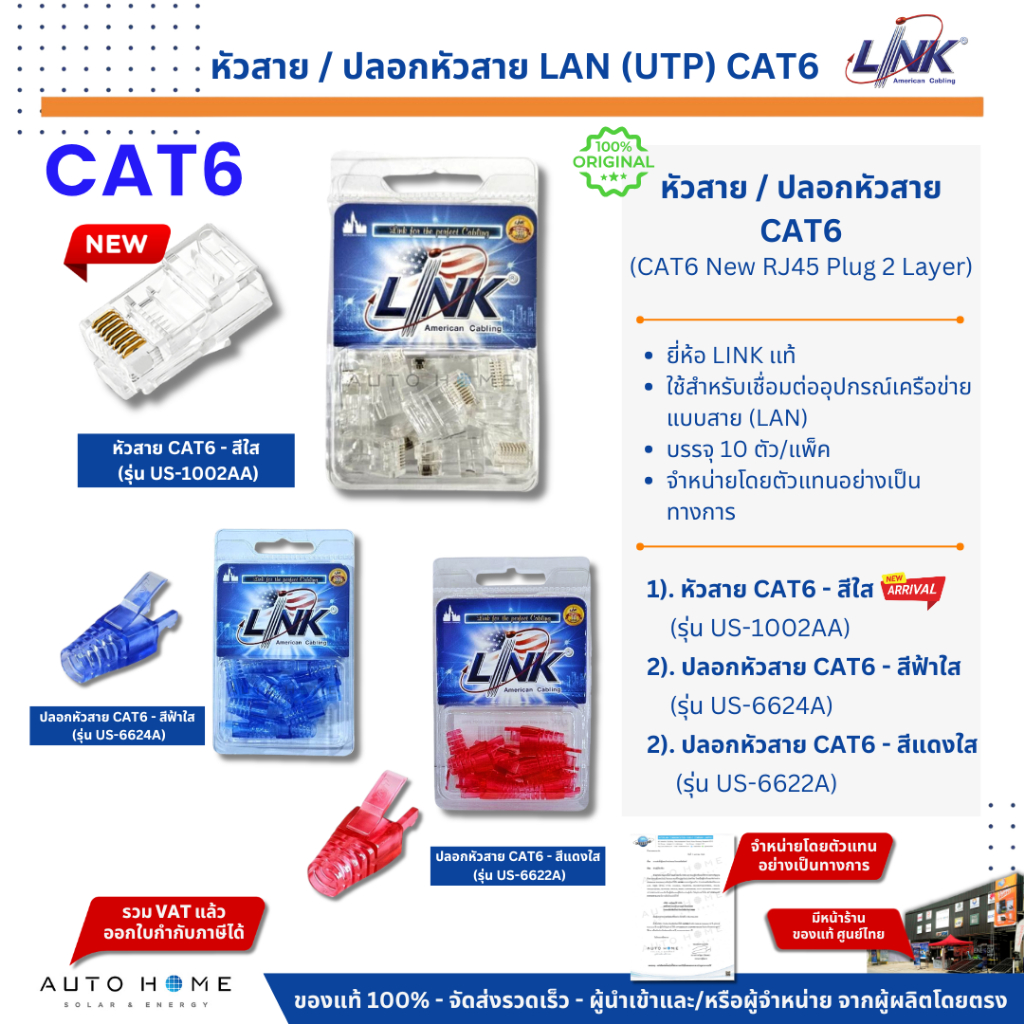หัวแลน ปลอกหุ้มหัวแลน ปลั๊กบูทส์ LAN CAT6 (RJ45 Plug, Plug Boots CAT6 ...