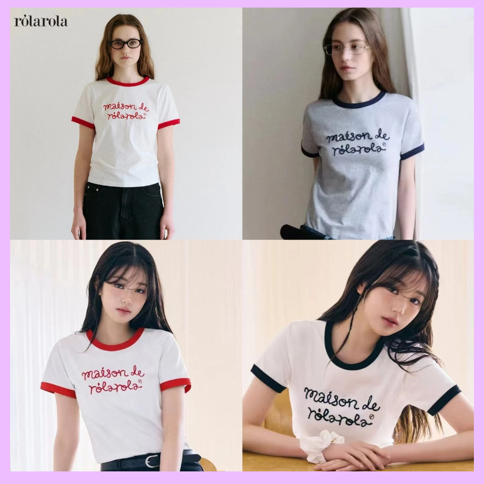 [ของแท้ 100%]สินค้าพร้อมส่ง ROLAROLA MAISON DE ROLA พิมพ์เสื้อยืดสาวฮอต ...