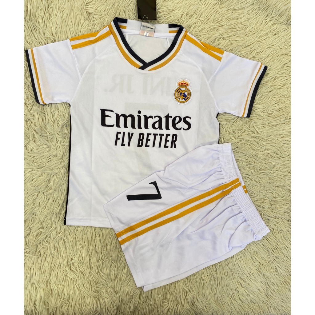 ชุดฟุตบอลเด็กเบอร์7สกรีนชื่อVINT JRสีขาวเสื้อ+กางเกง | Shopee Thailand