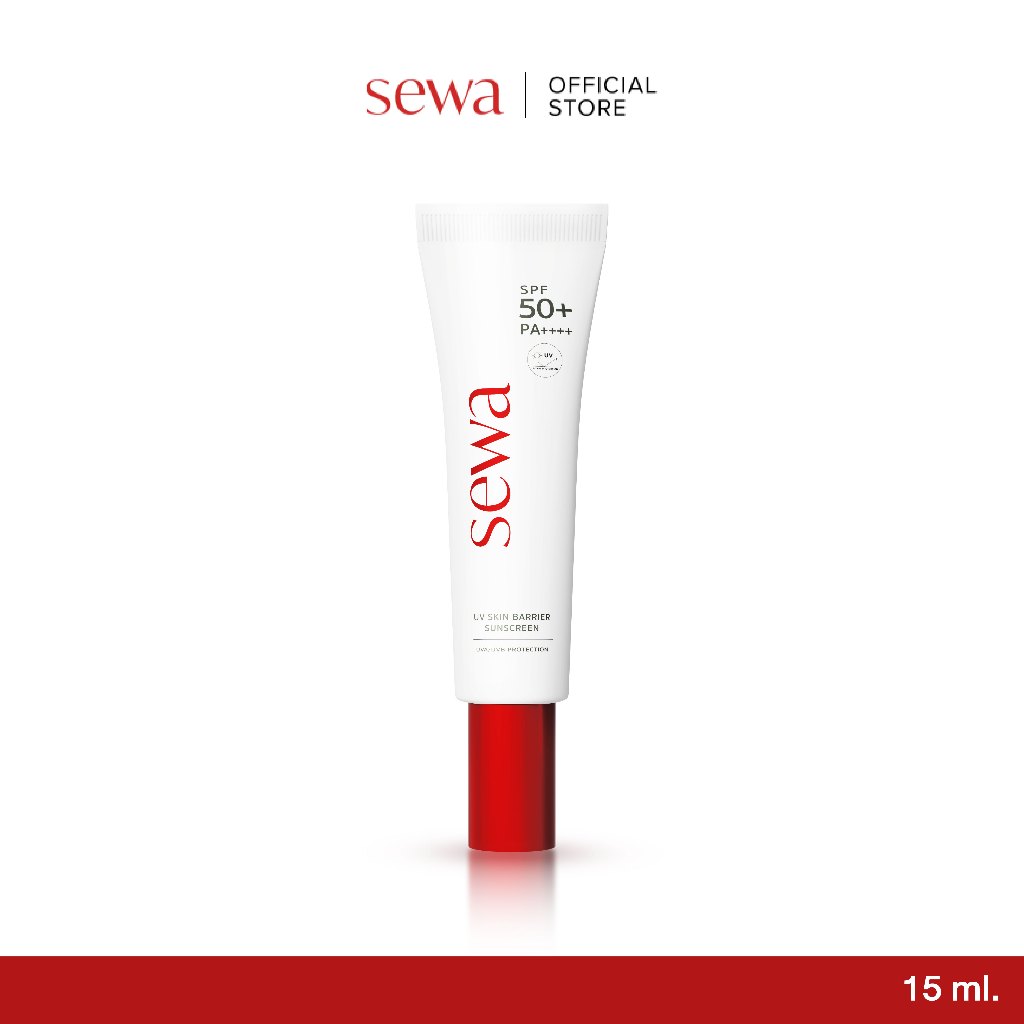 [ครีมกันแดด สูตรใหม่] SEWA UV Skin Barrier Sunscreen SPF50+PA++++ บำรุงผิวหน้า บางเบา คุมมัน กันสิว ผิวแพ้ง่าย 15 ML