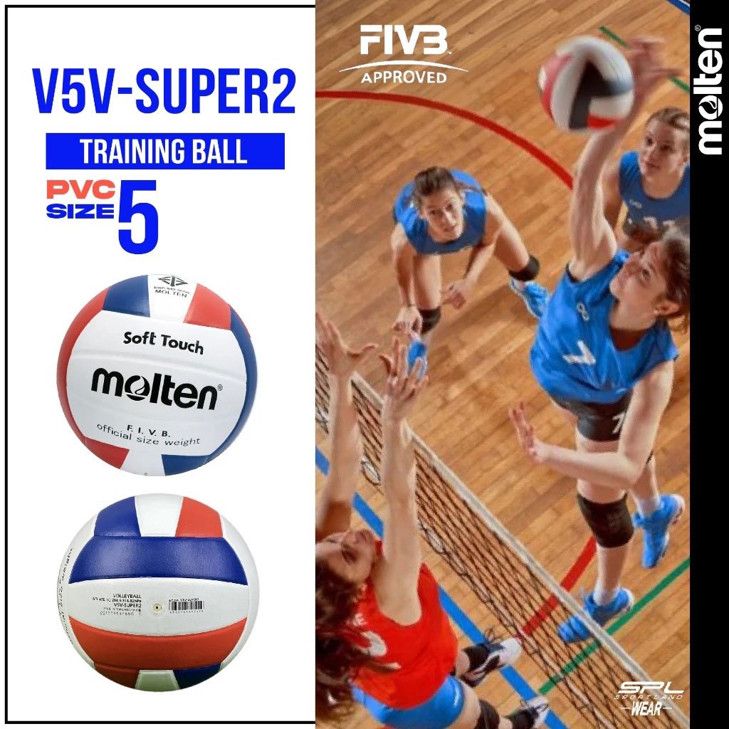 MOLTEN ลูกวอลเลย์ ลูกวอลเลย์บอลหนังVolleyball PVC V5V-Super2 (490 ...