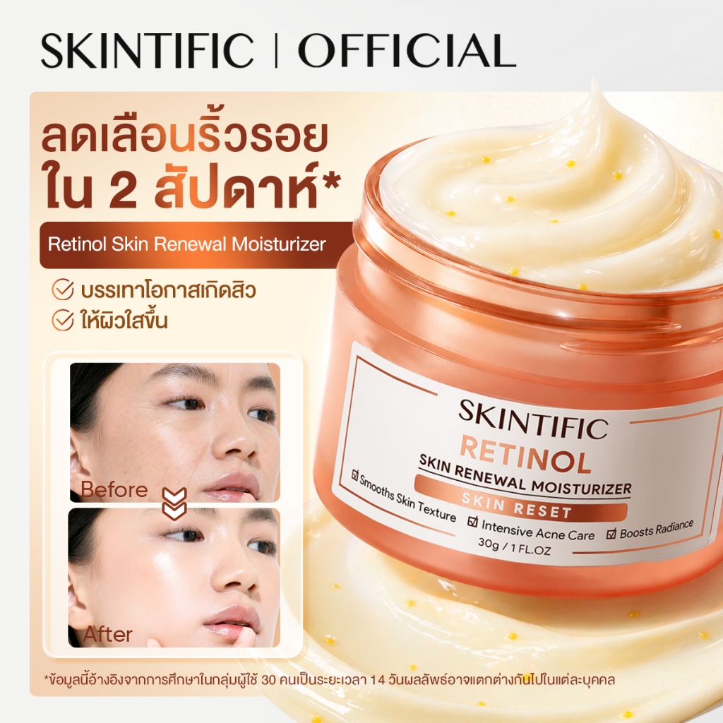 【NEW】SKINTIFIC Retinol Skin Renewal Moisturizer เรตินอล รีนิวเวิล มอยเจอร์ไรเซอร์ ครีมลดเลือนริ้วรอย ลดริ้วรอย