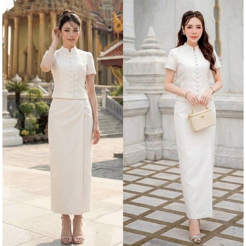 เซตผ้าไทยพรีเมี่ยม Hi-End ทรงยอดนิยม ใส่ได้หลายโอกาส ไซส์ S-4XL