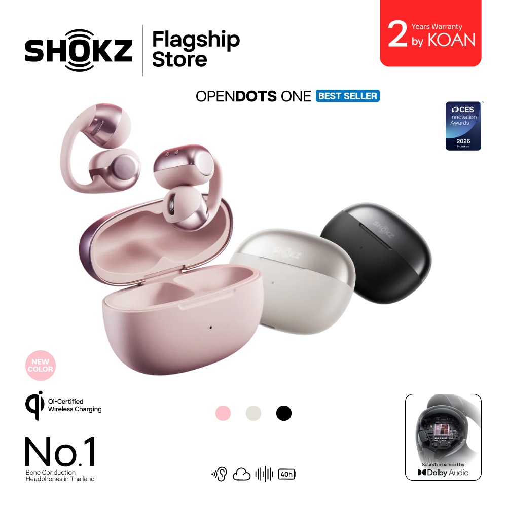 Shokz OPENDOTS ONE หูฟังไร้สาย Open-Ear Clip-On Design ใส่สบาย น้ำหนักเบา พร้อมระบบเสียง Dolby Audio