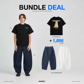 HOMEBOY เสื้อ+กางเกง  เสื้อ OVERSIZE คอตตอน100% กางเกงยีนส์ Barrel  Jeans
