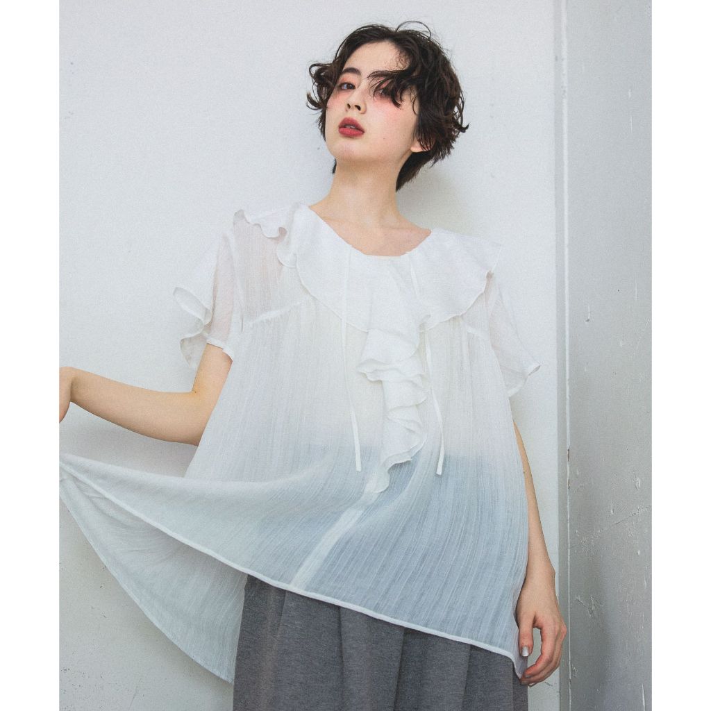 niko and ... เสื้อเบลาส์ ระบายพลิ้วไหว Ruffle Sheer Tunic Blouse ...