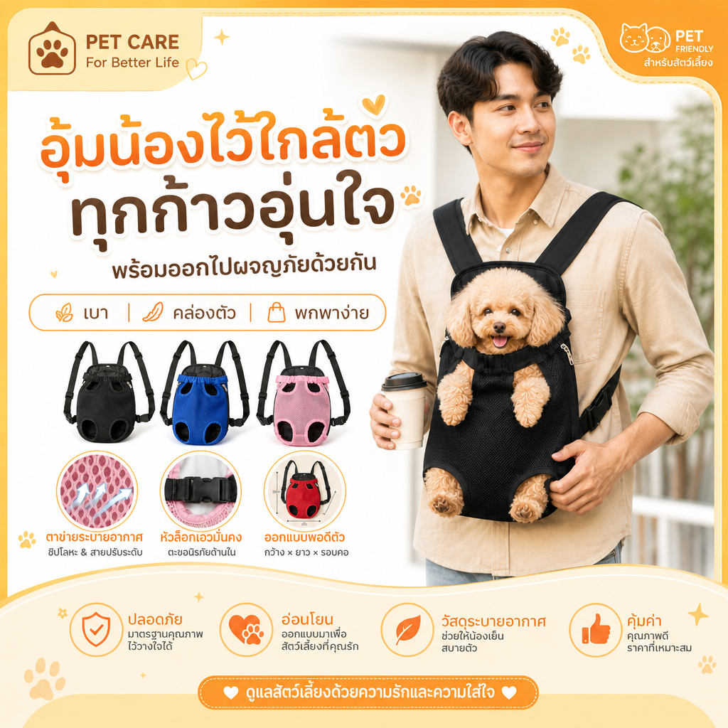 PET CARE เป้ใส่แมว เป้อุ้มสุนัข กระเป๋าสะพาย