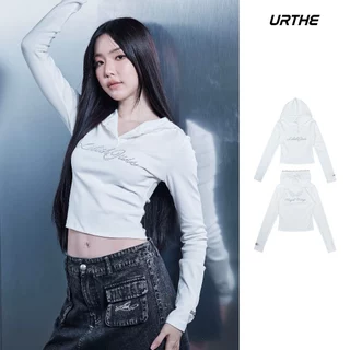 URTHE - เสื้อฮู้ด แขนยาว แต่งลูกไม้ รุ่น ANGEL WINGS HOODIE - Col. JUIS LILITH