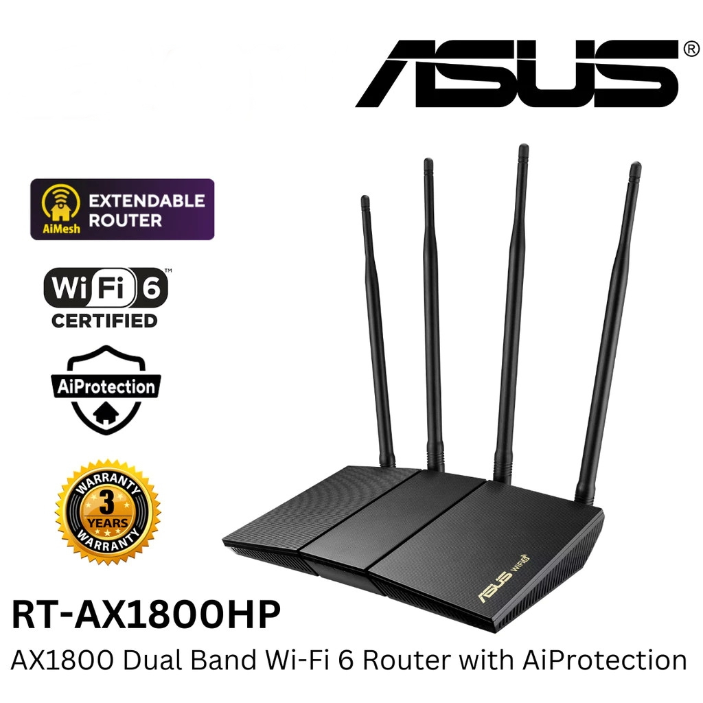 ROUTER (เร้าเตอร์) ASUS (RT-AX1800HP) Wireless AX1800 Dual Band Gigabit ...