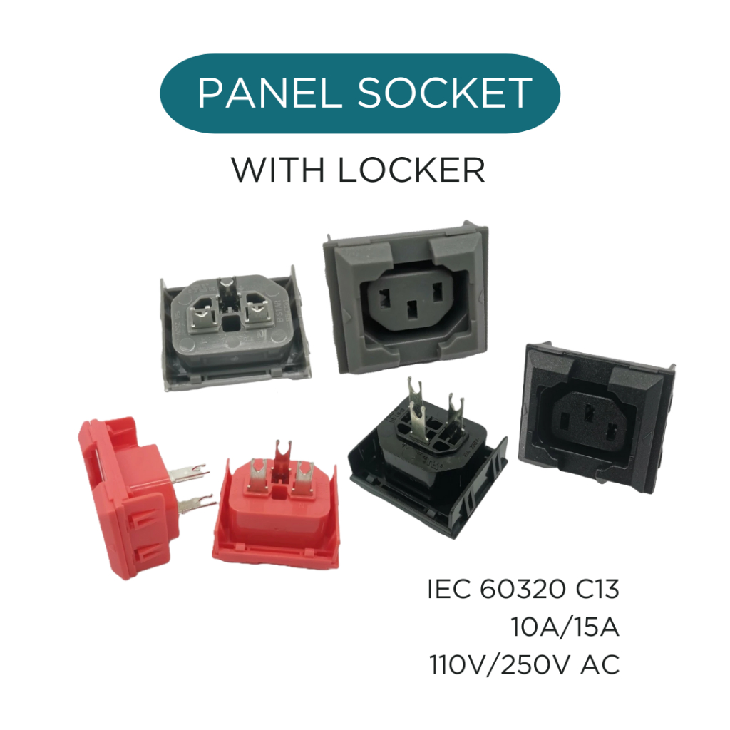 PANEL SOCKET C13 เต้ารับ แบบติดแผง C13 พร้อมระบบล็อก ICE 60320 C13 10 ...