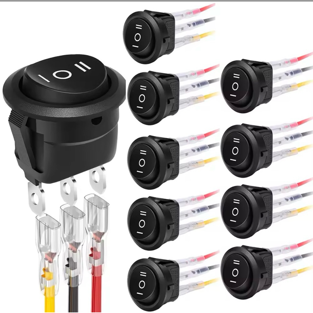1PCS รอบ KCD1 Rocker Switch 12V 3 ขา 3 ตําแหน่ง ON Off 10A/125V DC SPDT ...