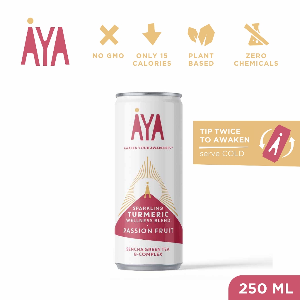 AYA Sparkling Tea Turmeric Blend Passion Fruit เครื่องดื่มอัดแก๊สอายะ ...