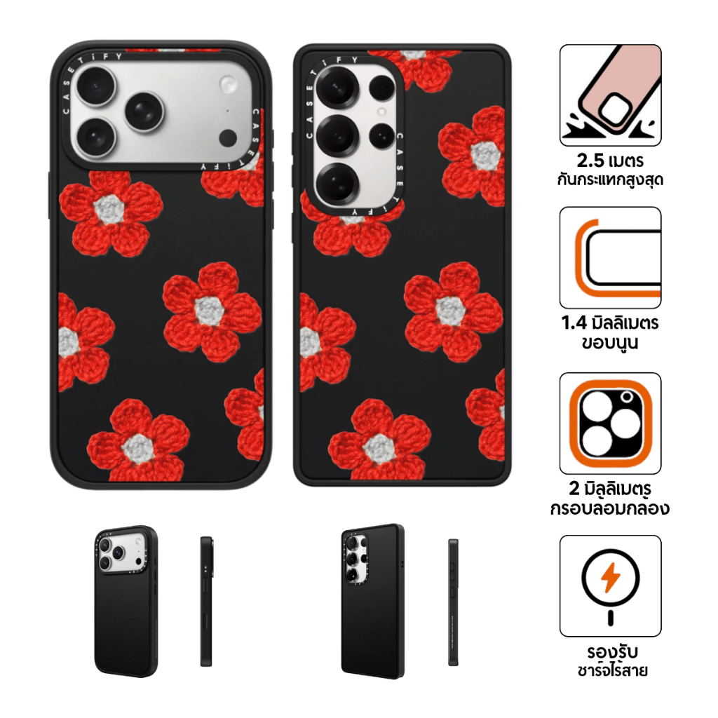 CASETiFY | Crochet Flowers - Red [Inspo] For iPhone Samsung แท้