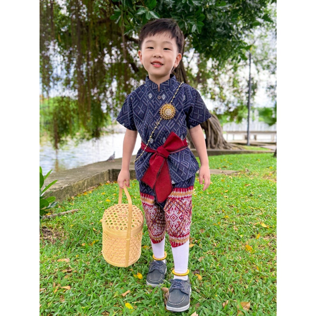 ชุดไทยเด็กชาย ชุดไทยโจงกระเบน (ลายไทยล้านนา)
