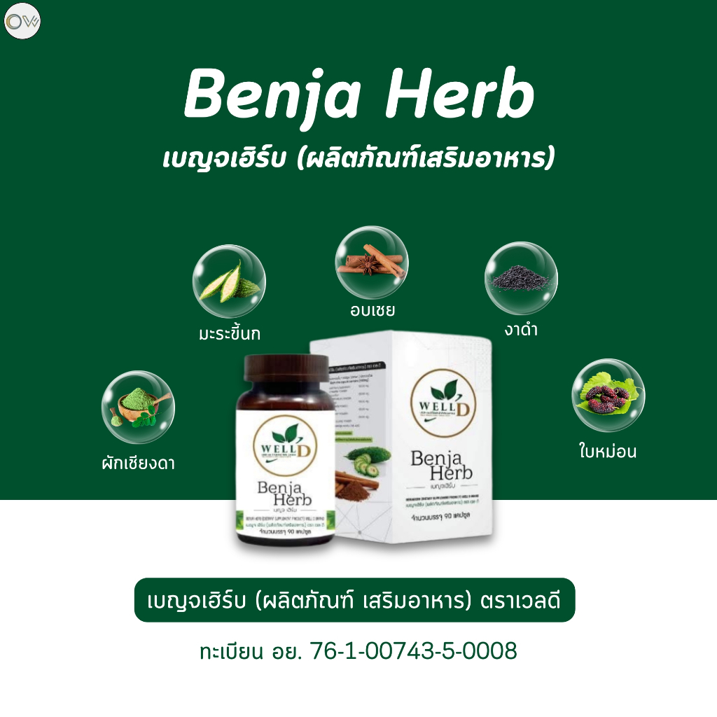⚡️ส่งไว ขายดี⚡️ เบญจเฮิร์บ Benja Heab บรรจุ 90 แคปซูล เวลดีโปรดัสก์ ...