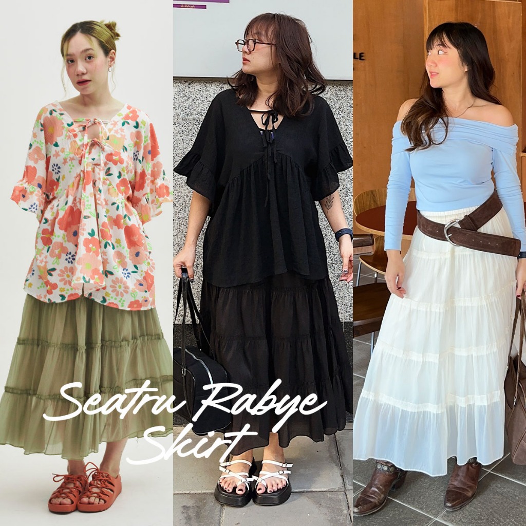 upeachme(A14) Seatru Rabye Skirt [เอว23-34] กระโปรงยาวยิปซีระบาย5ชั้น ...
