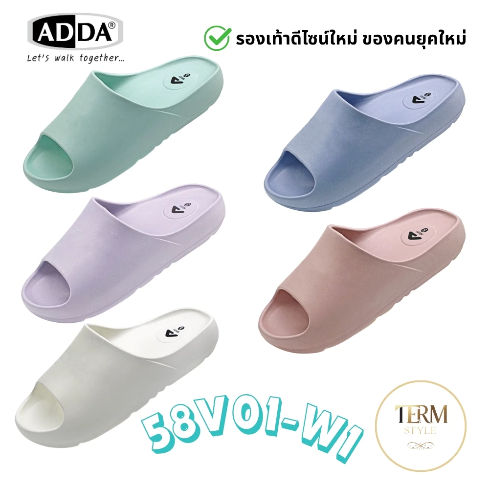 ADDA 58V01-W1 รองเท้าแตะผู้หญิง รุ่นใหม่ แบบสวม Comfort Fit นุ่มเบา ใส่สบายตลอดวัน ของแท้