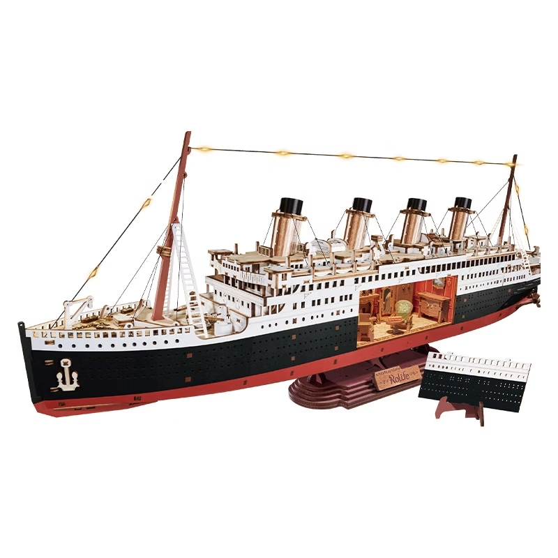 ROBOTIME Puzzle 3D En Bois – Eternal Atlantic Voyager 1912, Maquette De Paquebot Avec éclairage LED, Pour Adultes Et Ados