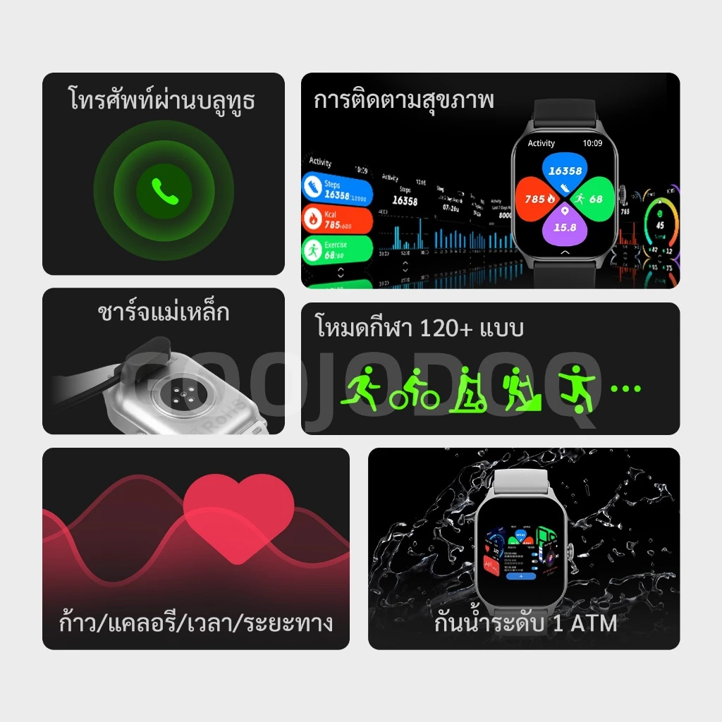 GOOJODOQ Fb058 059 สมาร์ทวอทช์ Ip68 กันน้ำ Bluetooth Gps Smartwatch เครื่องวัดสุขภาพ การจัดการฟิตเนส - รูปที่ 4