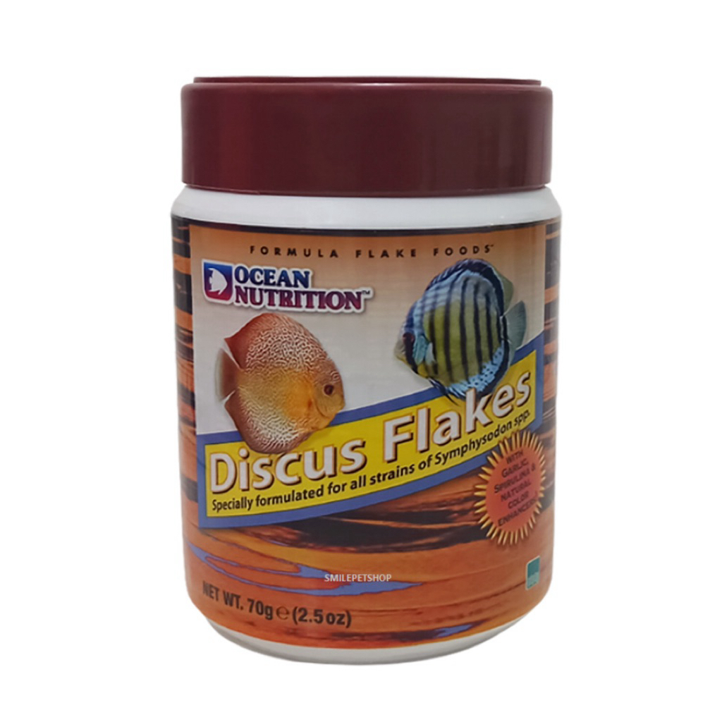 OCEAN NUTRITION Discus Flakes 70 g. (อาหารปลาปอมปาดัวร์ ชนิดแผ่น เร่งสี ...