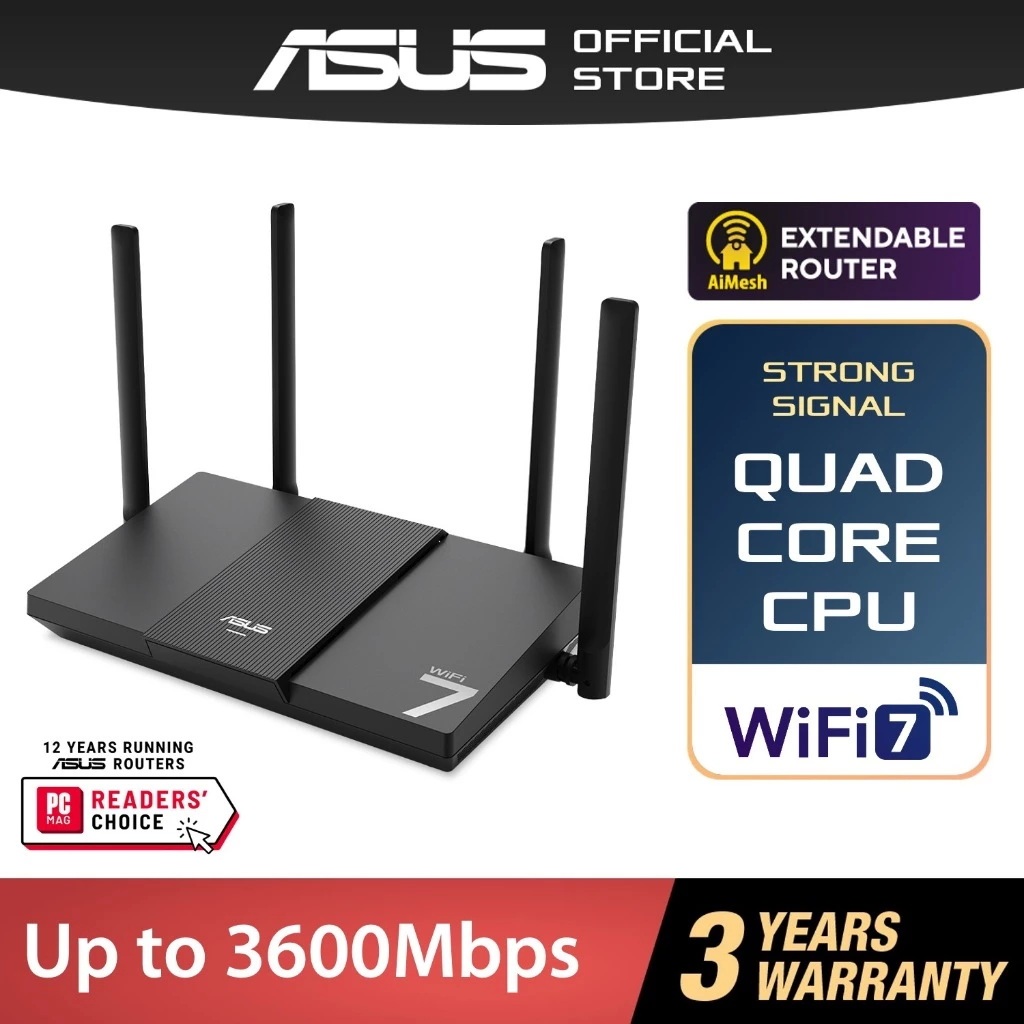 ASUS (RT-BE50) BE3600 Dual Band WiFi 7 Router speeds of up to 3600 Mbps ...