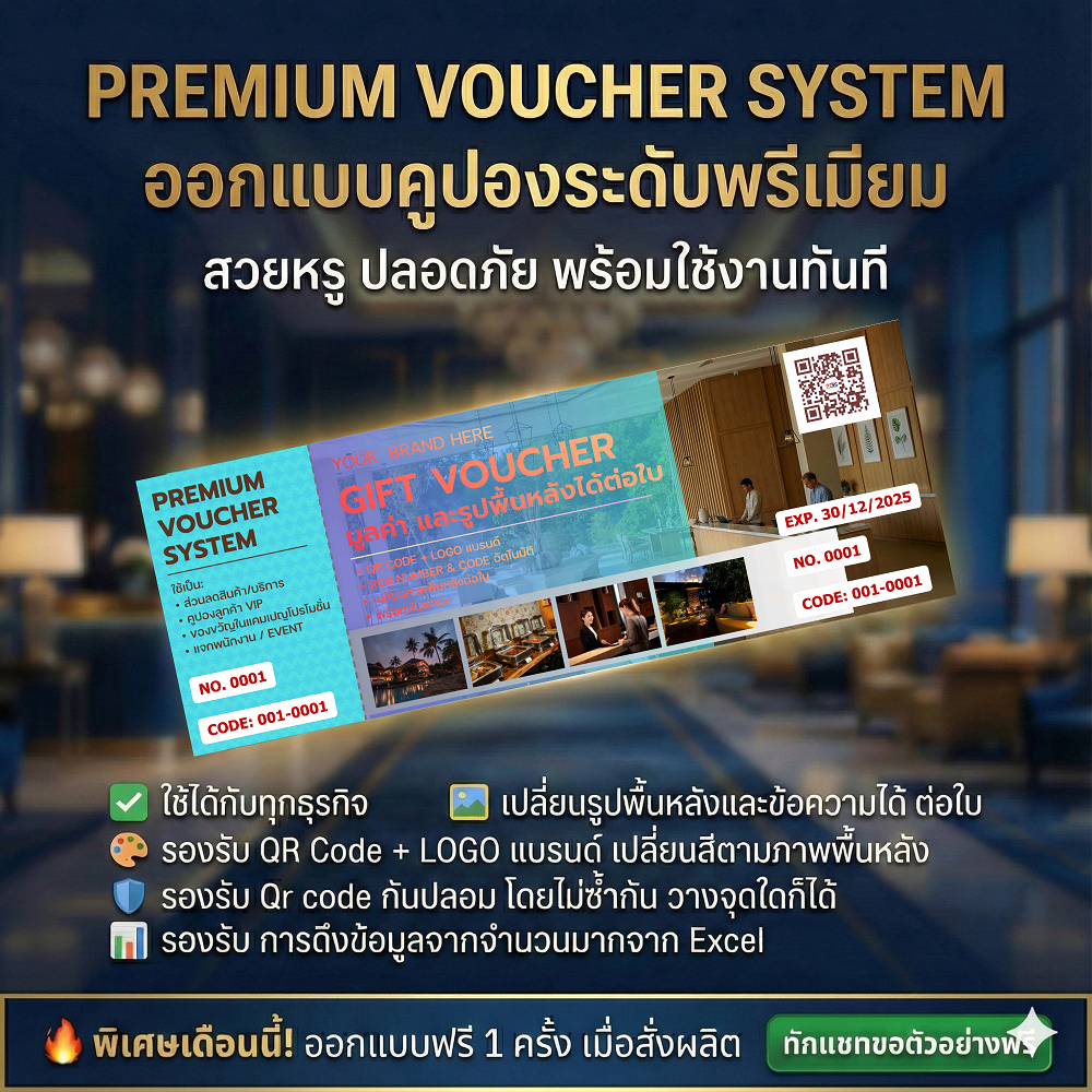 คูปอง บัตรกำนัล Premium Gift Voucher พร้อม QR / Run Number | กันปลอม ...