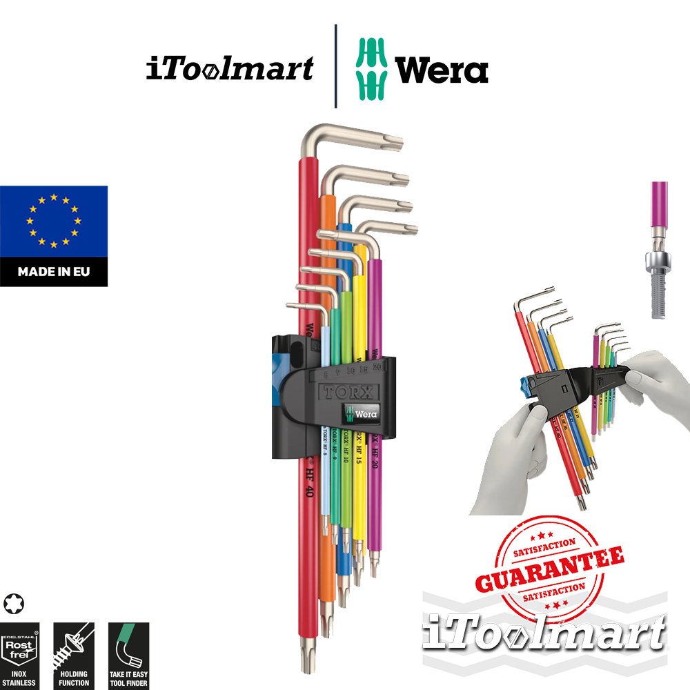 Wera 05022688001 3967 SXL HF TORX® Chiave Per Viti Prigioniere Multicolore Con Funzione Di Presa Lunga Acciaio Inox Tx 40 X 224 Mm