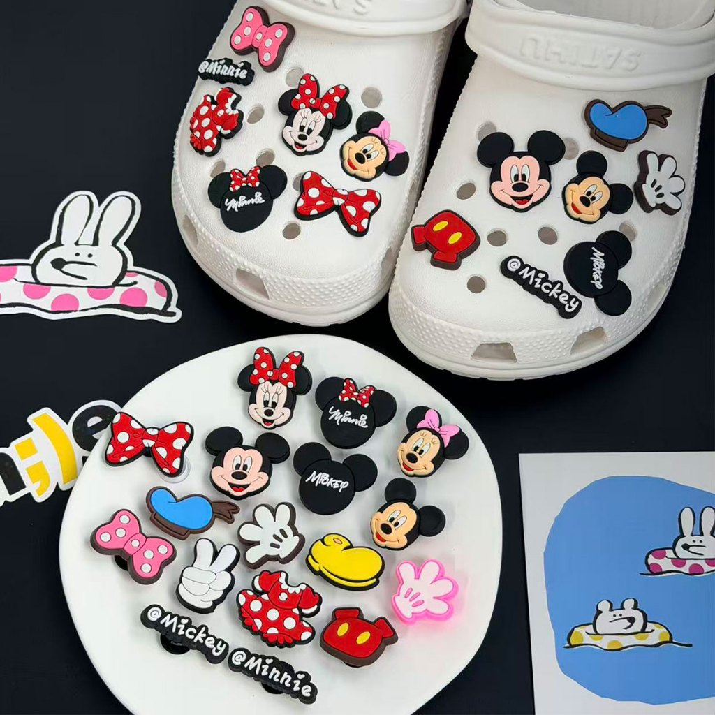 การ์ตูนหัวหนู PVC 15 ชิ้น/เซ็ต DIY รองเท้าแตะหัวแม่เท้า