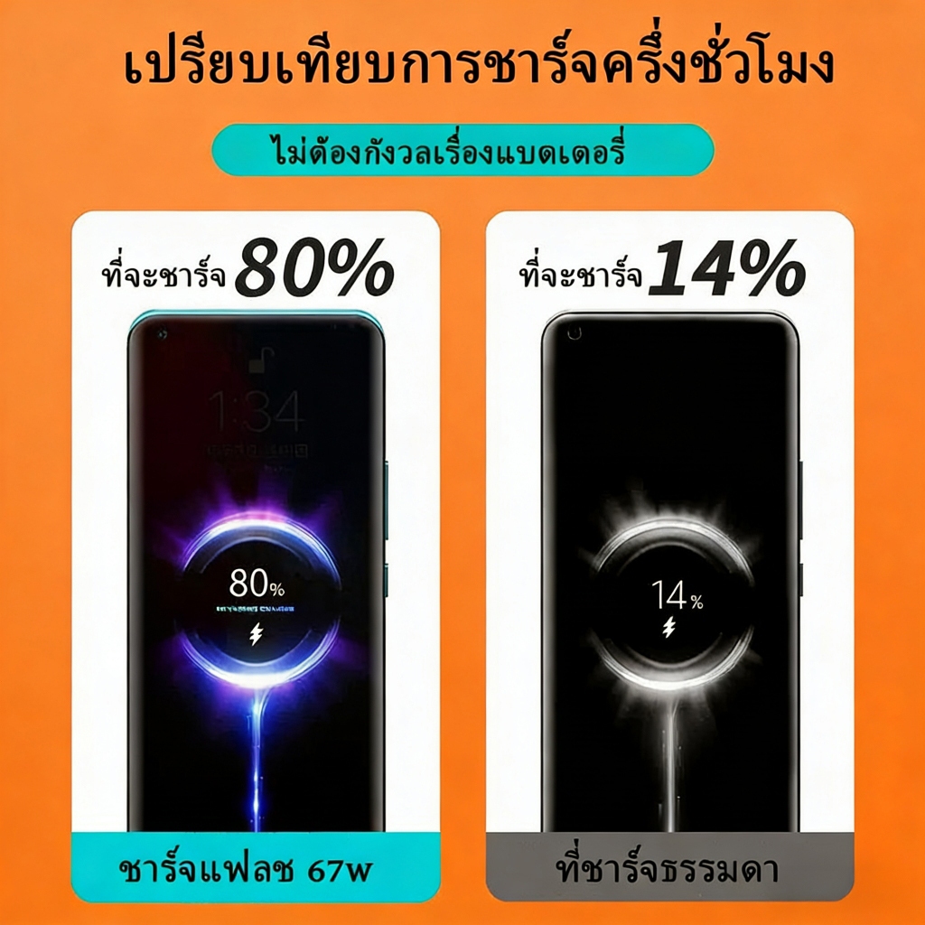 [รับประกัน 1 ปี] ชุดชาร์จ 67W Type-C รองรับการชาร์จเร็ว