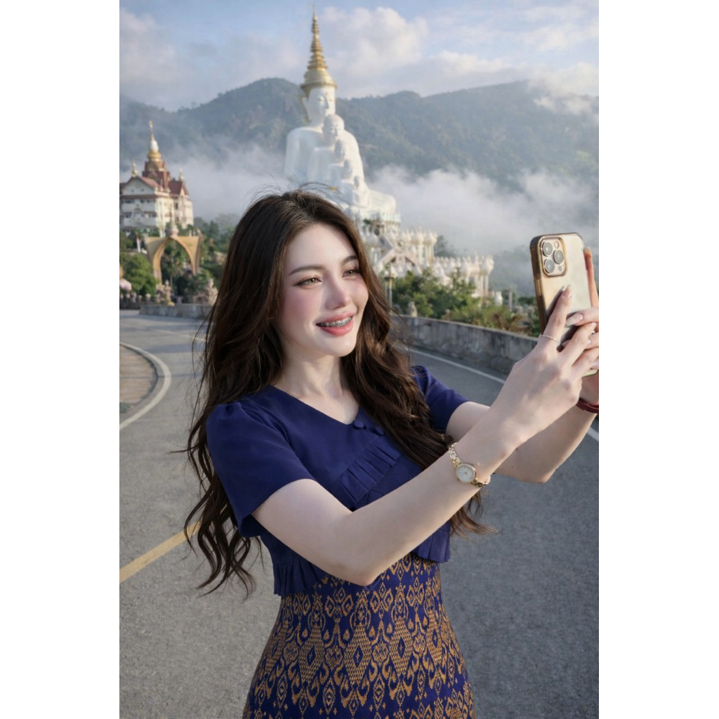 เดรสผ้าไทยคอซ่าส์ ขุดทำงาน ผ้าดี ทรงสวย พร้อมส่ง ถึงไว มุมมองที่ 5
