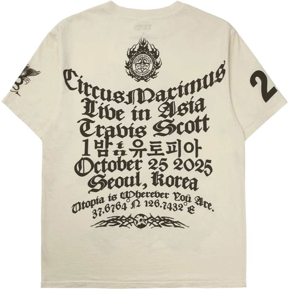 Travis Scott Merch Asia Tour 2025 Maximus In Tokyo Tee (WHITE