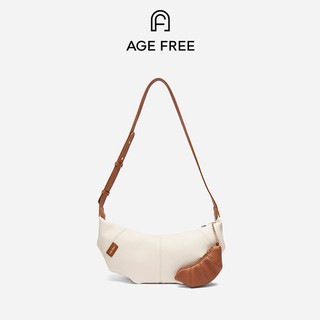 AGE FREE Croissant bag สะพายไหล่ครอสบอดี้ กระเป๋าหนังครัวซองค์แฟชั่น+จี้กระเป๋าครัวซองมินิ
