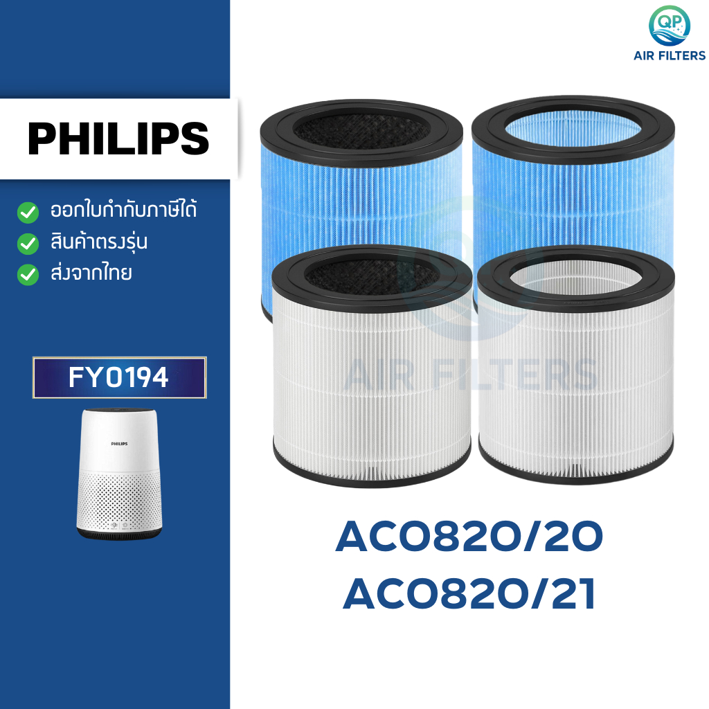 ไส้กรองอากาศ Philips AC0820/20 AC0820/21 ฟิลเตอร์ FY0194 Air Purifier ...