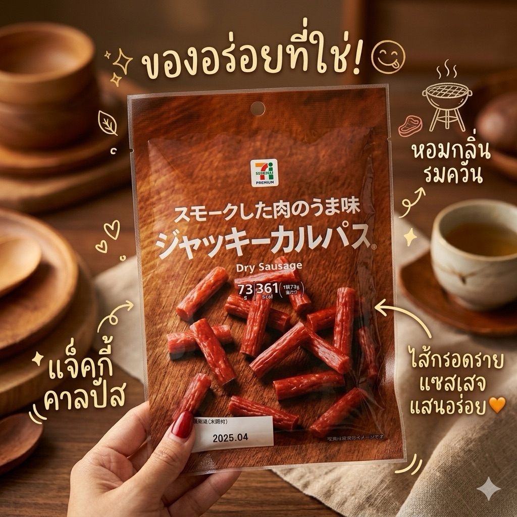Jacky Calpas Dry Sausage จาก 7-Eleven Premium ญี่ปุ่นตัวนี้เป็นขนมยอด ...