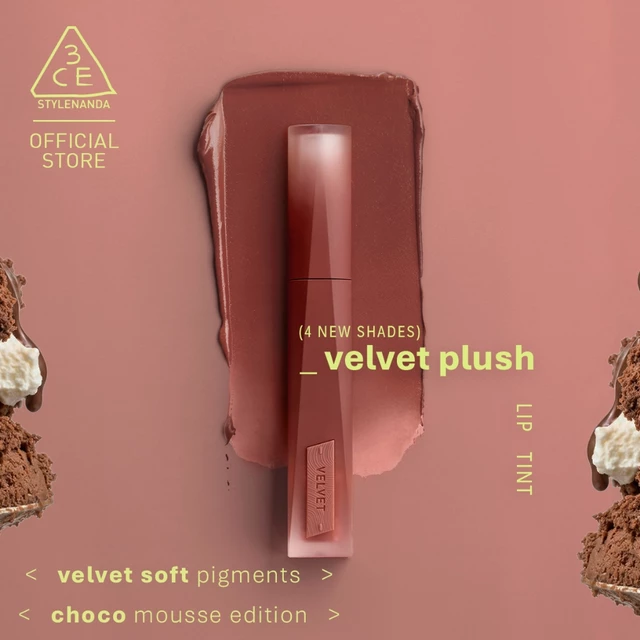 [Pond's Pick] 3CE Velvet Lip Tint Plush ทรีซีอี เวลเวท ลิป ทิ้นท์ พลัช 4 กรัม ลิปทิ้นท์กำมะหยี่เบลอปากฟุ้ง เบาสบาย ติดทน